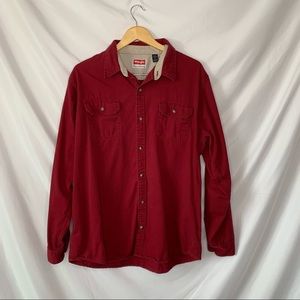 Wrangler Red Long Sleeve Button Down Shirt Sz XLT